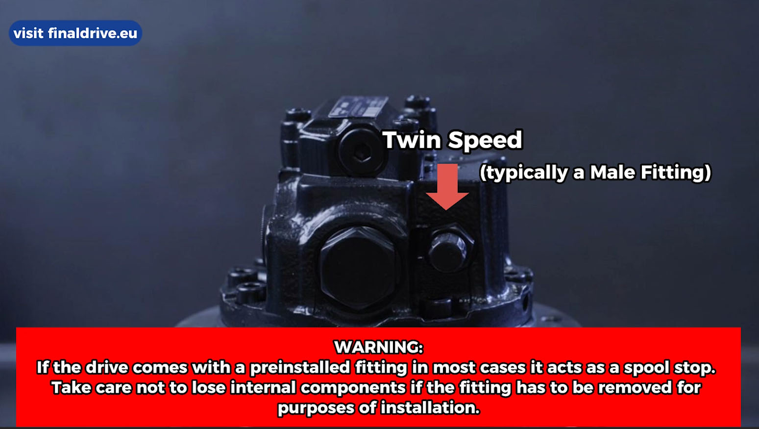 Twin Speed Warning - If the drive comes with a preinstalled fitting in most cases it acts as a spool stop. Take care not to lose internal components if the fitting has to be removed for purposes of installation.