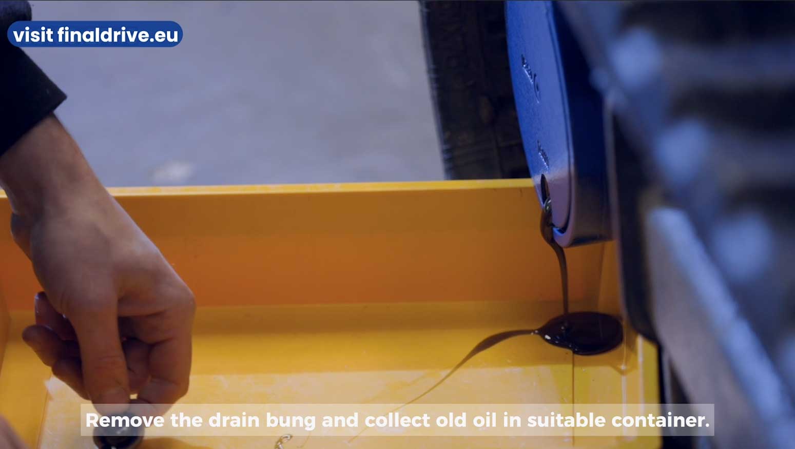 Remove the drain bung and collect old oil in suitable container